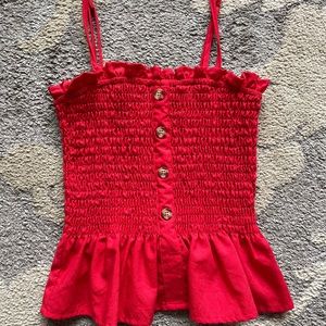 Pink lily red ruffle tube top